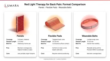 Red light therapy device format comparison for back pain: panels, flexible pads, and wearable belts