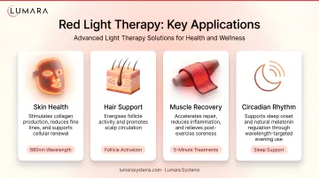 Red light therapy applications overview: skin, hair, muscle recovery, and circadian rhythm support
