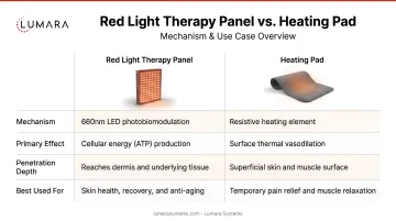 Red light therapy panel versus heating pad comparison - mechanism and use case overview