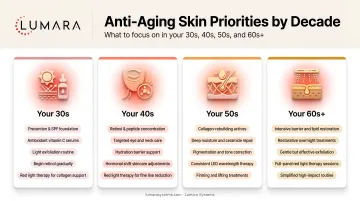 Anti-aging routine priorities by age decade: what to focus on in 30s, 40s, 50s, and 60s+
