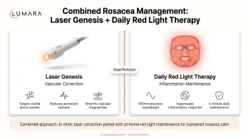 Combined rosacea management: Laser Genesis for vascular correction plus daily red light therapy for inflammation maintenance