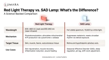 Red light therapy versus SAD lamp comparison: wavelength, mechanism, target tissue, and use cases