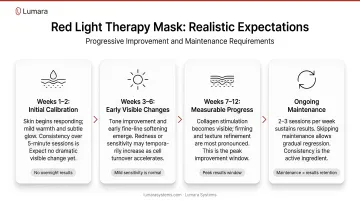 Realistic red light therapy mask expectations: progressive improvement and maintenance requirements