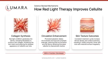 Red light therapy mechanisms for cellulite improvement: collagen synthesis, circulation, and skin texture outcomes