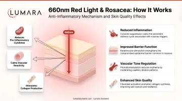Red light therapy rosacea mechanism: 660nm anti-inflammatory and skin quality effects