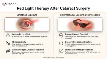 Red light therapy safety after cataract surgery: direct eye exposure versus external facial use with eye protection