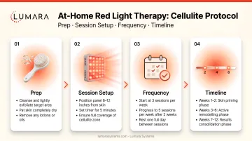 At-home red light therapy cellulite protocol: prep, session setup, frequency, and timeline