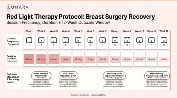 Red light therapy protocol timeline for breast surgery recovery: session frequency, duration, and 12-week outcome window