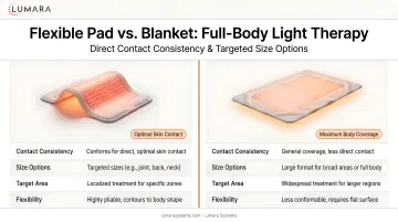 Flexible pad versus blanket for full-body light therapy: direct contact consistency and targeted size options