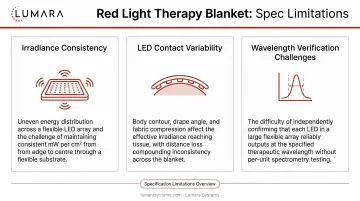 Red light therapy blanket spec limitations: irradiance consistency, LED contact variability, and wavelength verification challenges