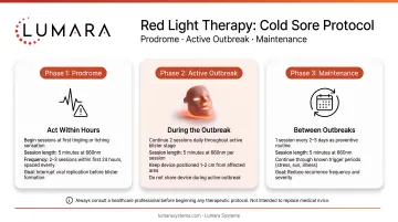 Red light therapy cold sore protocol: prodrome timing, session frequency during outbreak, and maintenance schedule