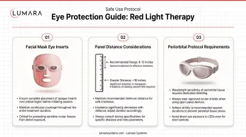 Eye protection guide for red light therapy: facial mask eye inserts, panel distance considerations, and periorbital protocol requirements