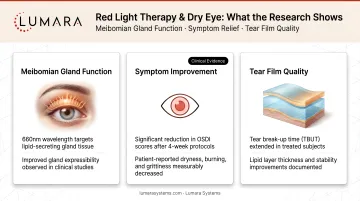 Red light therapy dry eye research: meibomian gland function studies, symptom improvement, and tear film quality outcomes