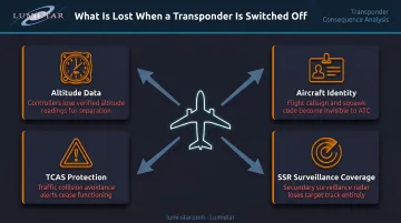 Four critical systems lost when aircraft transponder is switched off infographic