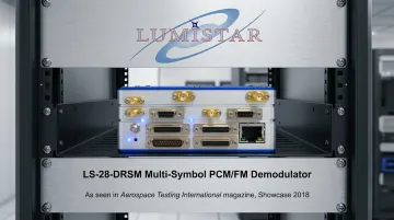 Lumistar LS-28-DRSM demodulator receiver hardware showing firmware-selectable detection modes