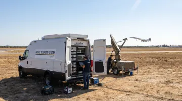 Lumistar professional telemetry ground station deployed at aeronautical flight test site