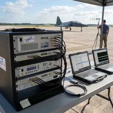 Telemetry ground support equipment on a flight line