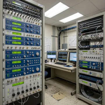 Rack-mounted RF telemetry receivers and signal processing displays