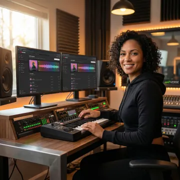 Artist uploading music to YouTube Music platform on laptop