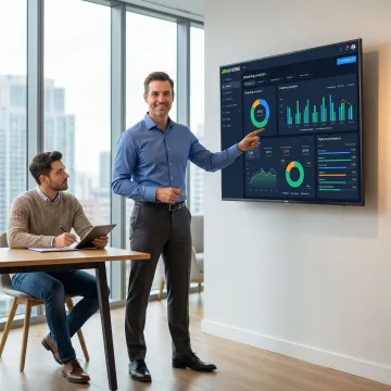 Music consultant presenting distribution analytics and strategy to artist