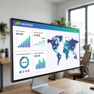 Music licensing revenue streams and royalty tracking dashboard