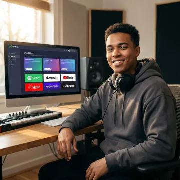 Artist using music hosting platform with direct link sharing features