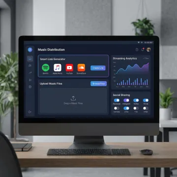Music hosting platform dashboard showing direct link sharing tools