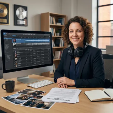 Music supervisor reviewing tracks for film placement