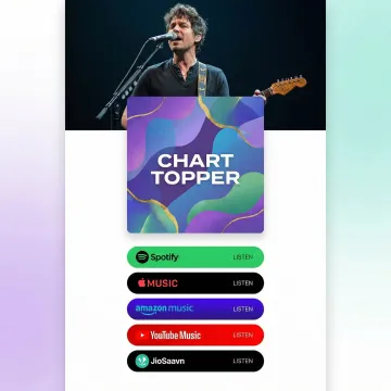 Smart link landing page showing multiple streaming service options and artist branding