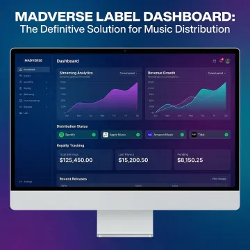Music catalog management dashboard displaying analytics and distribution tools