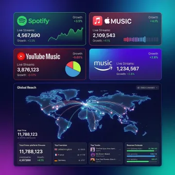 Modern media streaming distribution dashboard showing analytics and platform connections