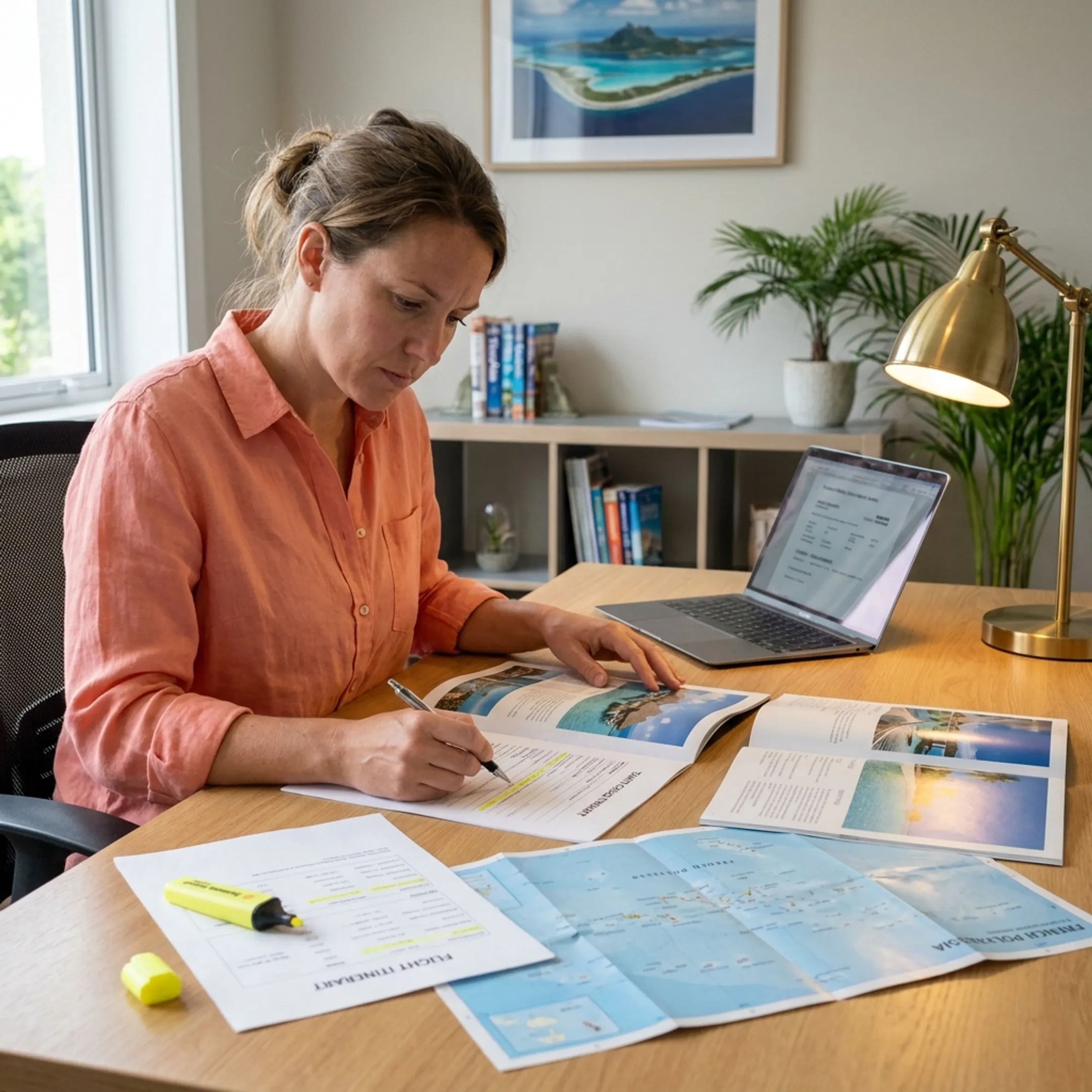 Travel advisor planning a Tahiti cruise itinerary