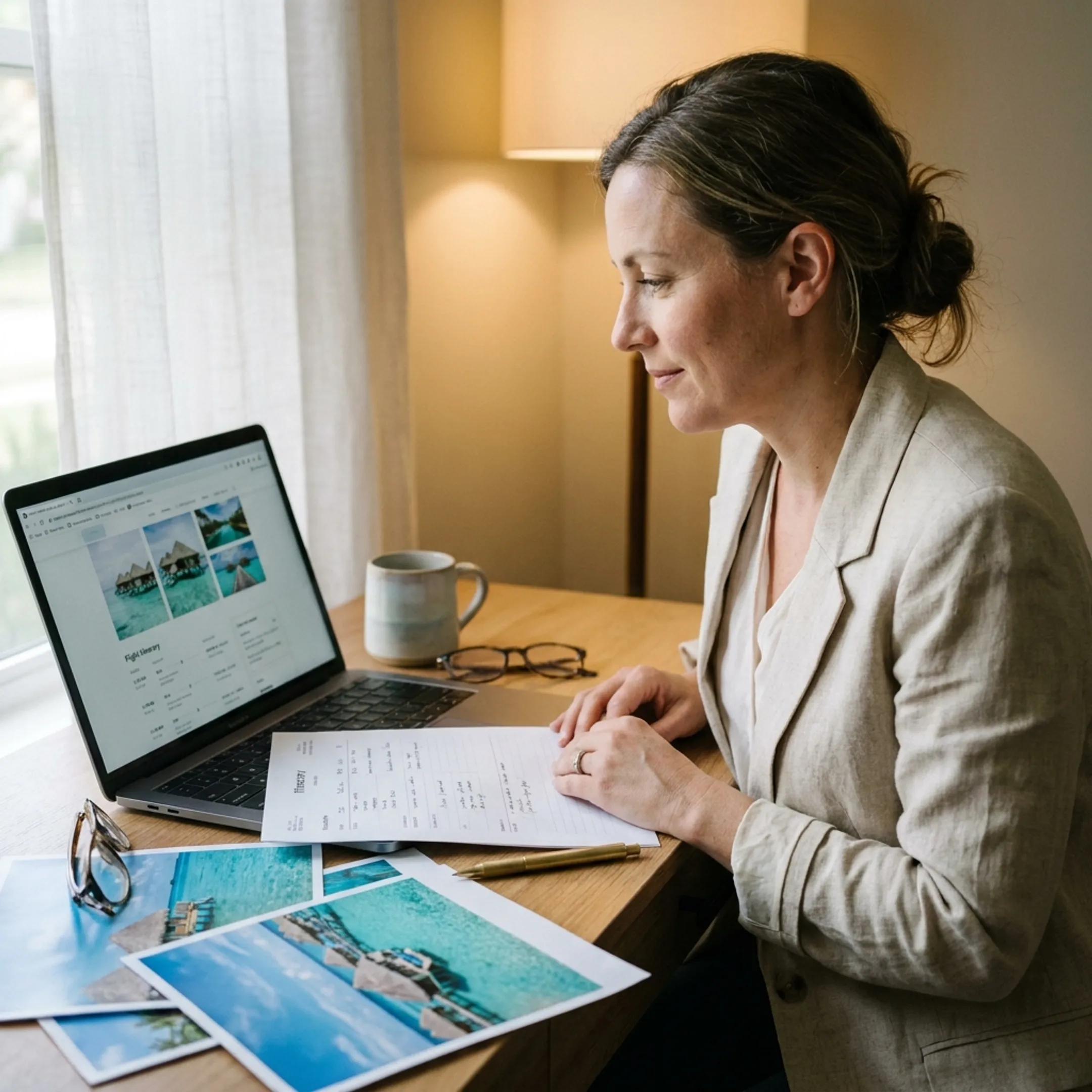 Travel advisor planning a Bora Bora vacation itinerary