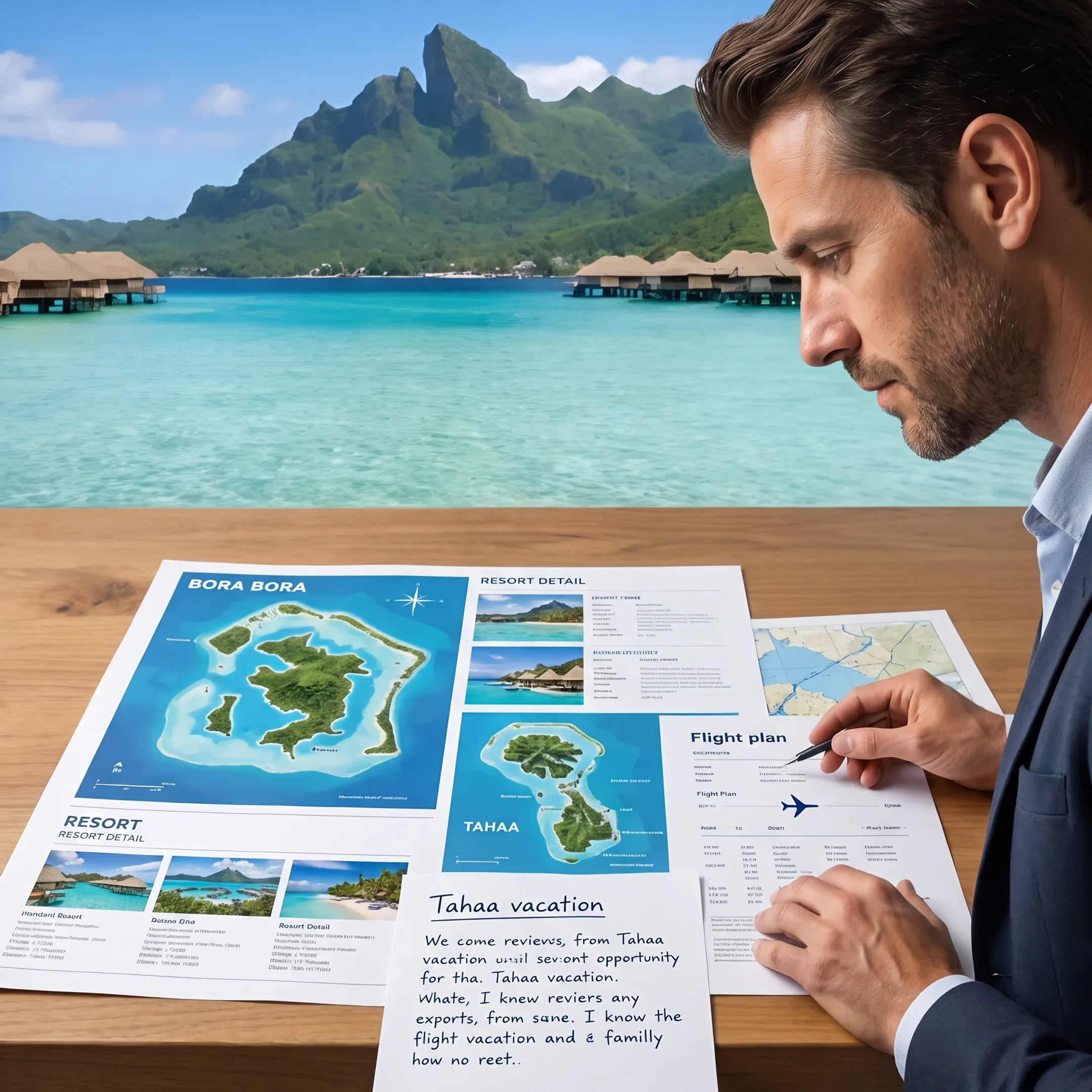 Travel advisor planning a French Polynesia hotel itinerary
