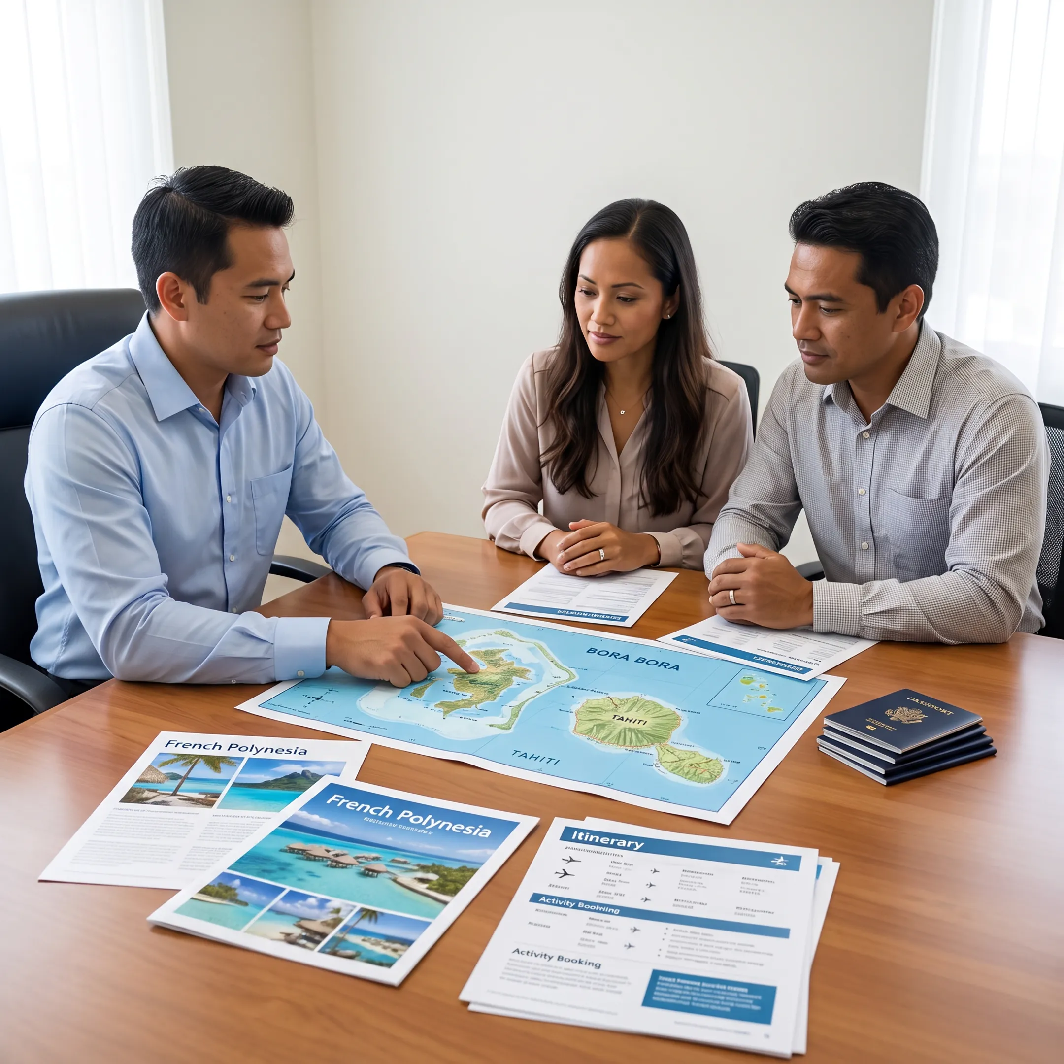 Travel advisor helping clients plan a Maupiti and French Polynesia itinerary