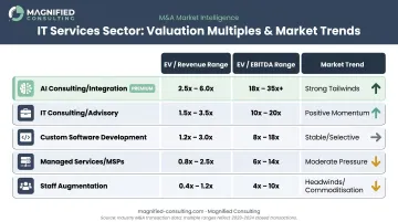 IT services segment valuation multiples comparison chart EV revenue and EBITDA 2026