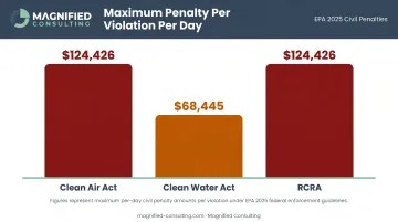 EPA civil penalty maximum fines per day by environmental statute comparison chart