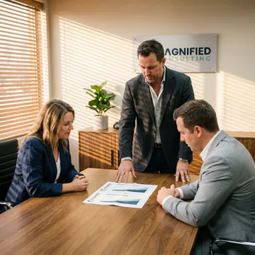 Business growth consultant advising executives