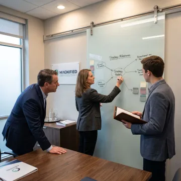 Consultants planning a business strategy roadmap