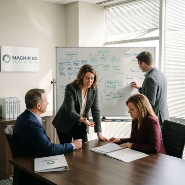 Business consultants leading organizational change planning