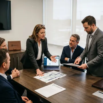 Business consultants reviewing operations strategy