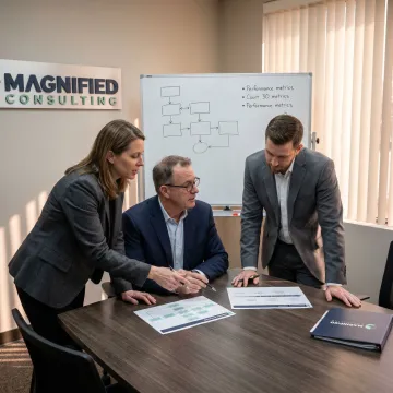 Consultants mapping an operations improvement plan