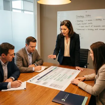 Consultants guiding leadership transformation workshop