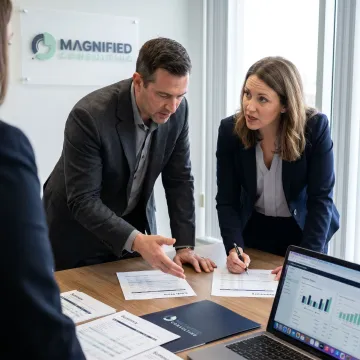 Consultants reviewing financial project plans