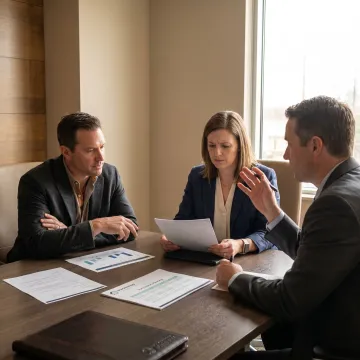 Contractor succession planning meeting with business consultants