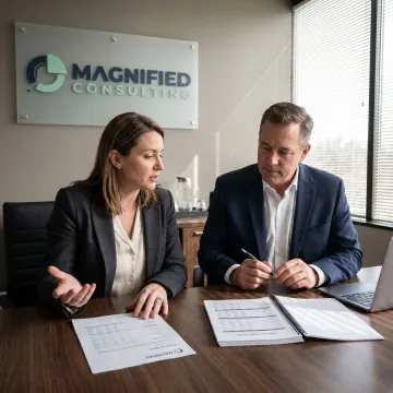 Consultants reviewing valuation documents