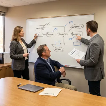 Consultants mapping supply chain process improvements