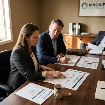 Utility process improvement consultants reviewing workflows