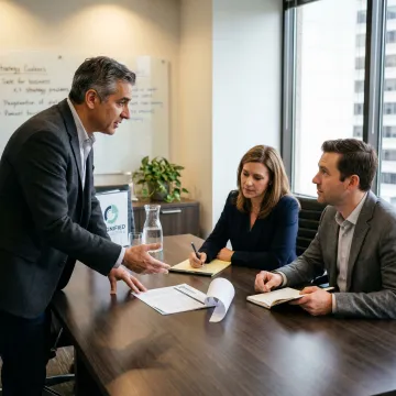 Houston executives in leadership consulting meeting