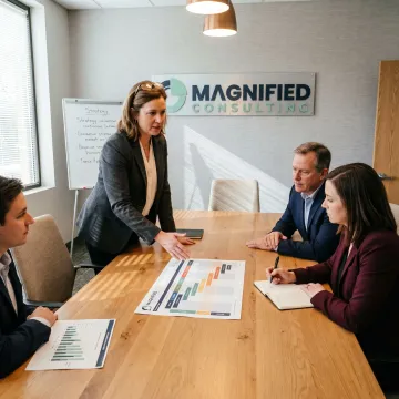 Business consultants guiding leadership planning session